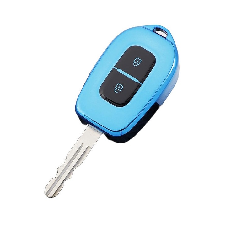 Husa Cheie pentru Dacia Logan Duster Sandero Dokker Spring 2 Butoane, tpu, albastra