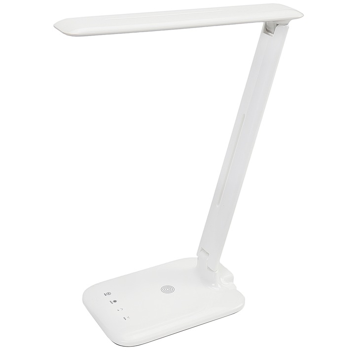Lampa de birou cu LED Wink DE1004, modul incarcare wireless pentru telefon cu sistem Android, control cu touch, USB, lumina calda si rece