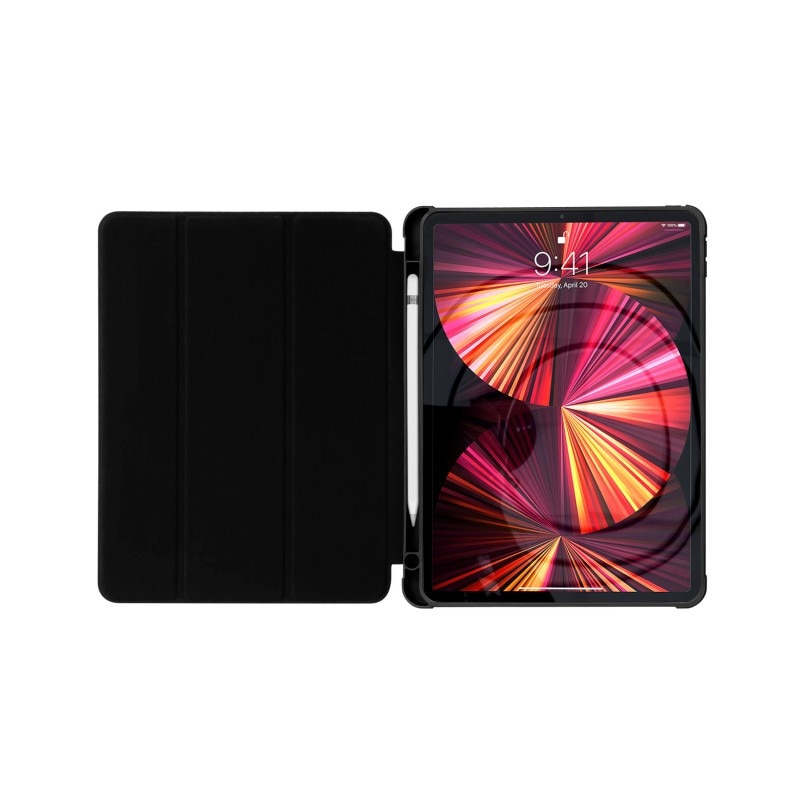 Husa Tableta Upzz Stand Case Smart Cover Pentru Ipad Air 2020, Spate Transparent, Functie Stand, Negru