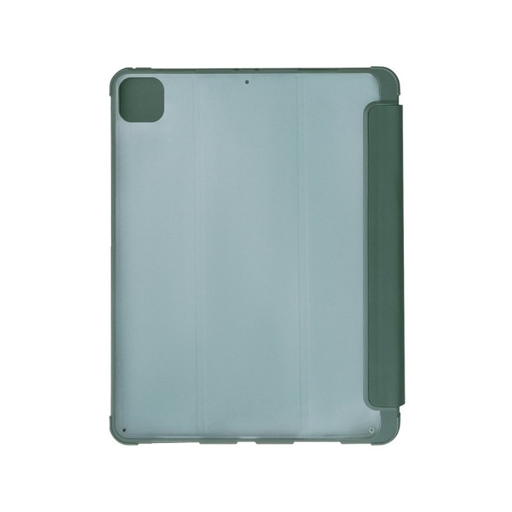 Husa Tableta Upzz Stand Case Smart Cover Pentru Ipad Pro 12.9" 2021, Spate Transparent, Functie Stand, Verde