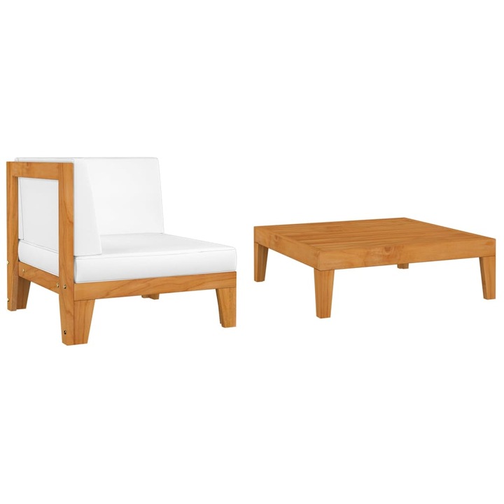 Set mobilier de gradina cu perne, vidaXL, 2 piese, lemn masiv de acacia, 15 kg 312146