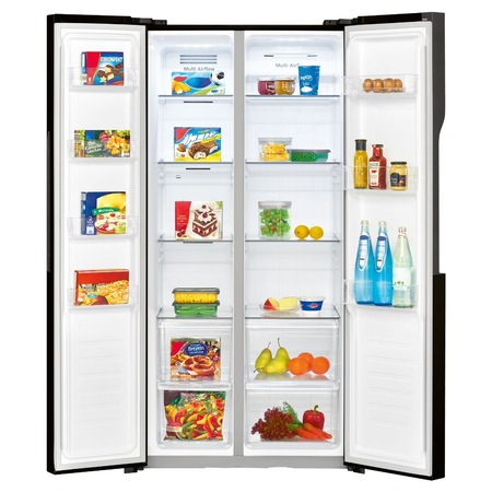 Frigider side by side, Bomann, SBS 7324.1, H 178 cm, 441 l, total No Frost, display digital, model 2022, sistem MultiAirflow, congelare rapida, compresor inverter, negru