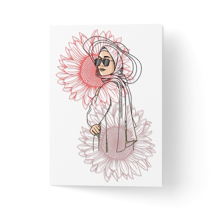 Üdvözlőlap borítékkal, prémium texturált papír - nő százszorszépekkel