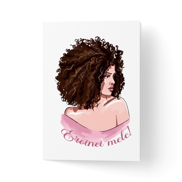 Felicitare cu plic, hartie texturata premium - 8 Martie Curly