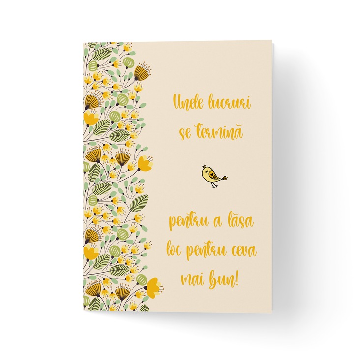 Üdvözlőlap borítékkal, prémium texturált papír - sárga virágokkal
