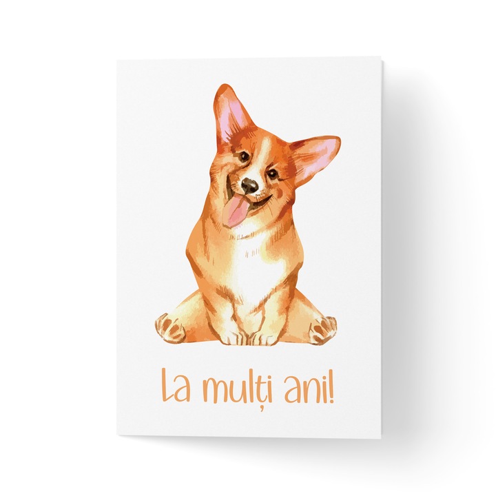 Üdvözlőlap borítékkal, prémium texturált papír - Corgi születésnapja