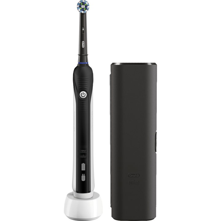 Oral-B PRO 1 750 elektromos fogkefe, 40000 impulzus/perc, 8800 oszcilláció/perc, 3D tisztítás, 1 program, 1 fej, utazókészlet, fekete