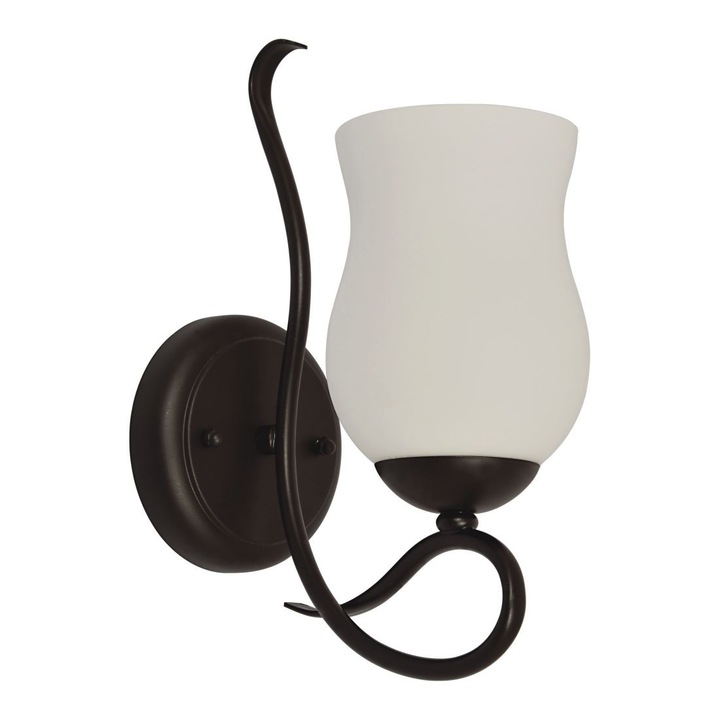 Aplica Rustika 1xE27, negru antic + sticla alba, IP20, Klausen