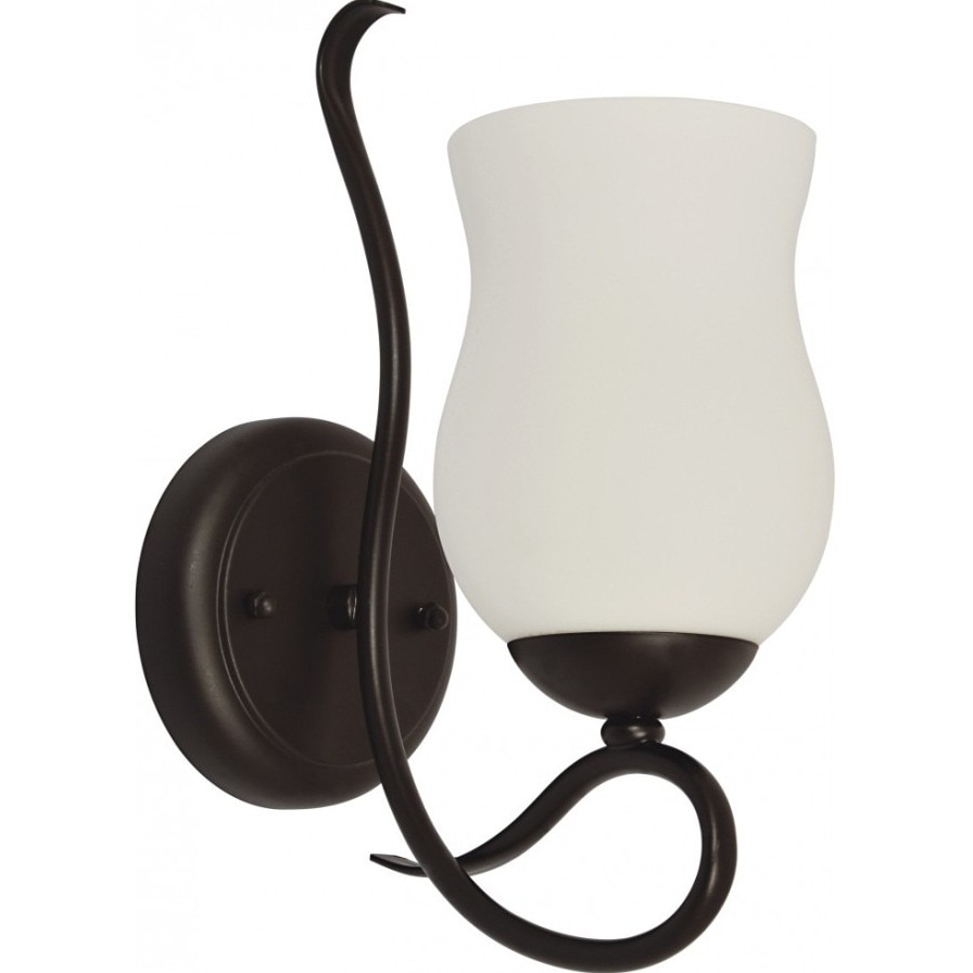 Aplica Rustika AP1 KL 0113 Klausen, corp negru, abajur alb, 1x60W E27