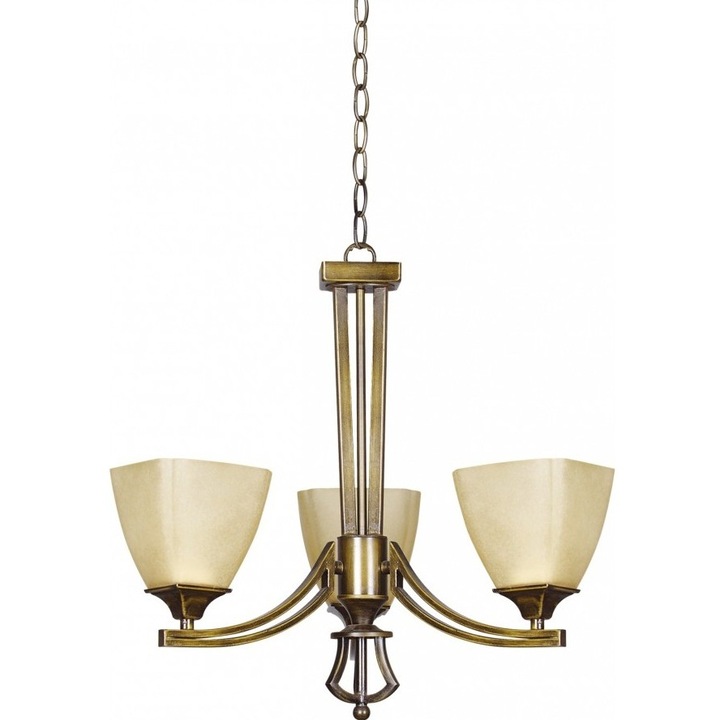 Lustra Baldo 3 KL 2546 Klausen, corp bronz antic, abajur crem, 3x60W E27