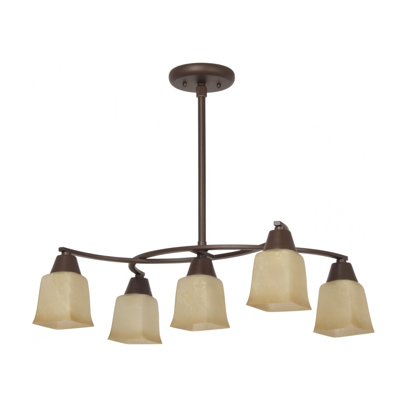 Lustra Ramo 5 KL 2560 Klausen, 5x60W E27, corp maro antic, abajur bej