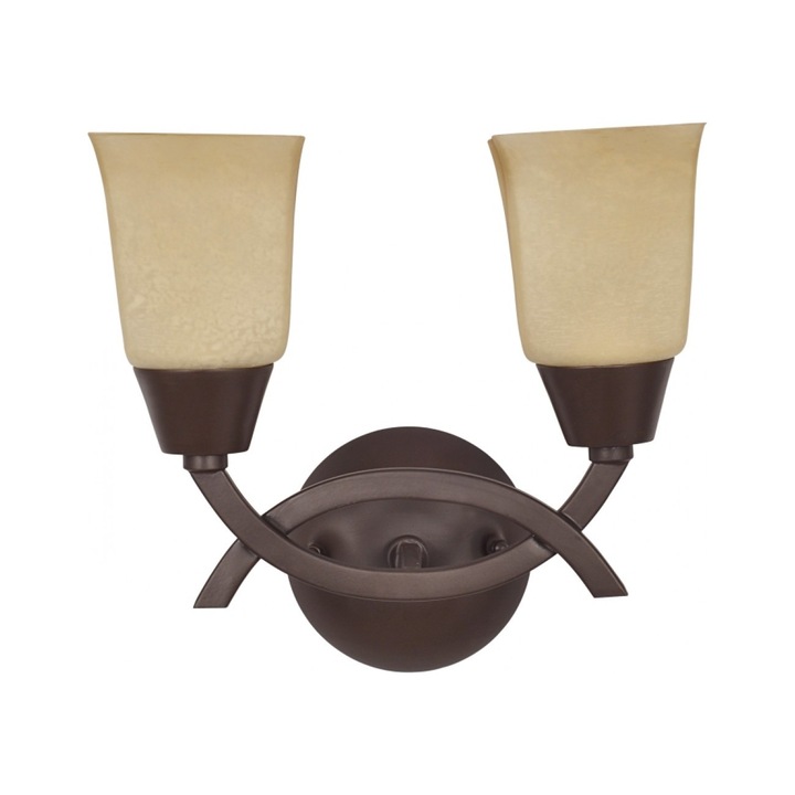 Aplica Ramo AP2 KL 2562 Klausen, 2x60W E27, corp maro antic, abajur bej