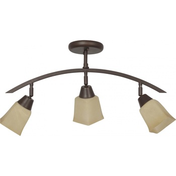 Plafoniera Ramo PL3 KL 2566 Klausen, 3x60W E27, corp maro antic, abajur bej Plafoniera Ramo PL3 KL 2566 Klausen, 3x60W E27, corp maro antic, abajur bej