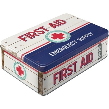 Cutie de depozitare metalica - First Aid Blue 23x16x7 cm Cutie de depozitare metalica - First Aid Blue 23x16x7 cm