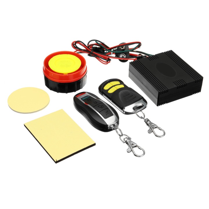 Alarma pentru motocicleta, doua telecomenzi, negru
