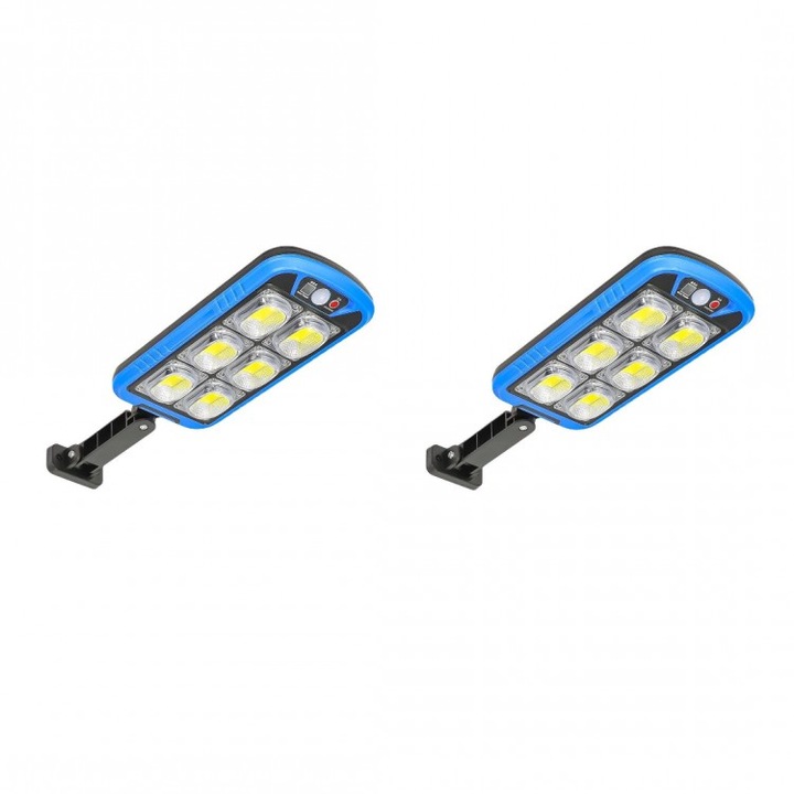 Set 2 buc lampa solara cu led COB de perete cu inductie, culoare albastru