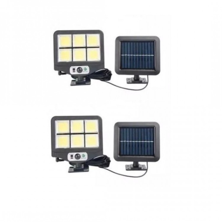 Set 2 buc proiector solar cu acumulator si telecomanda, culoare negru