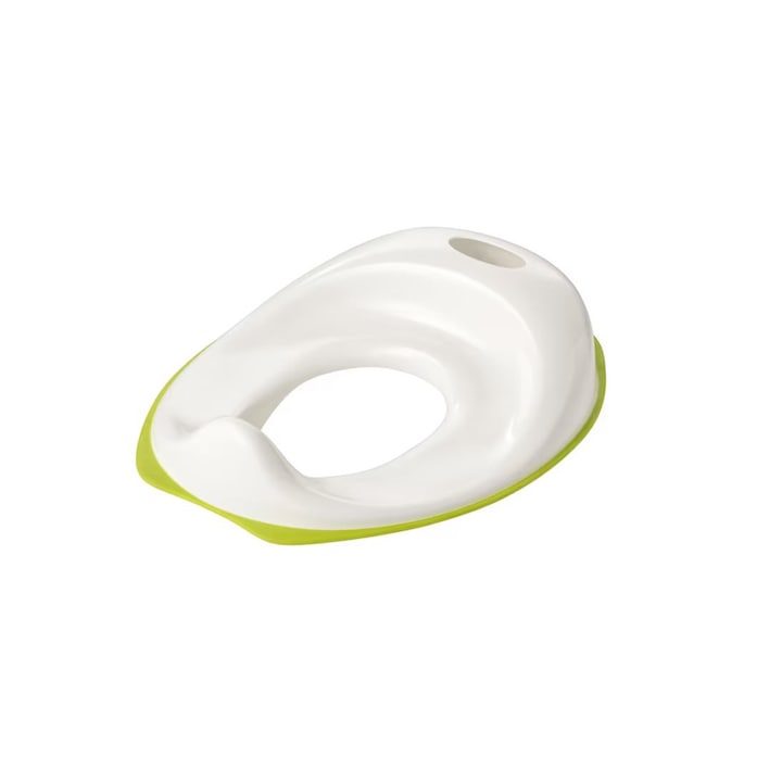 Capac WC adaptor pentru copii, Cali, din polipropilena, Junior, alb/verde, 30 cm x 37 cm