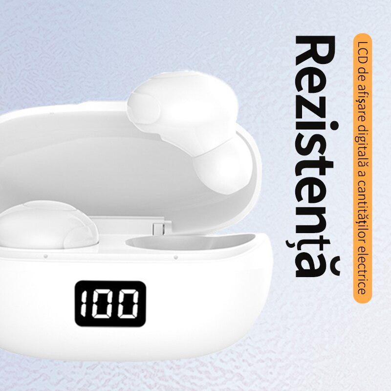 Bluetooth слушалки за телефон, Стерео, Намаляване на шума, LED, Бели ...
