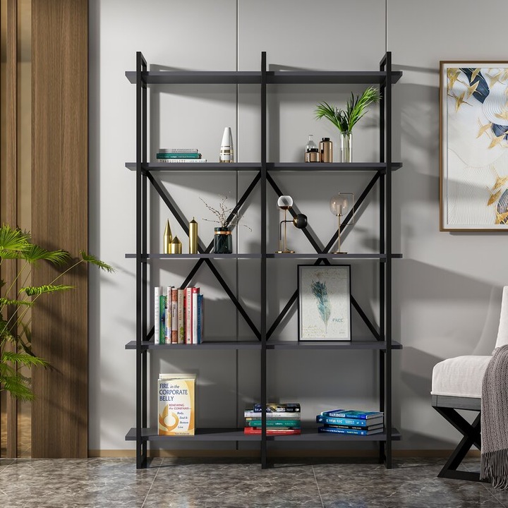 Raft KringX Amor, 120x34x180 cm, culoare negru