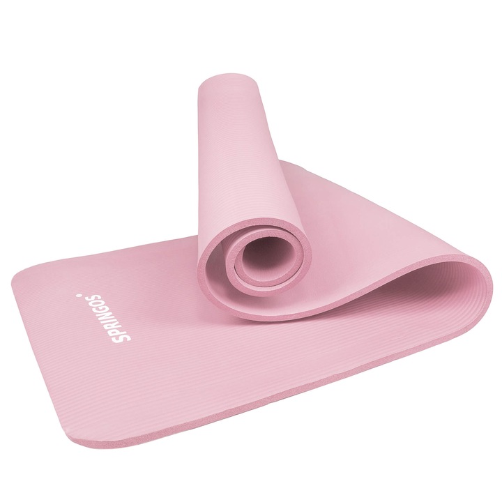 Saltea fitness/yoga/pilates Springos, NBR, 183 x 61 x 1 cm, roz