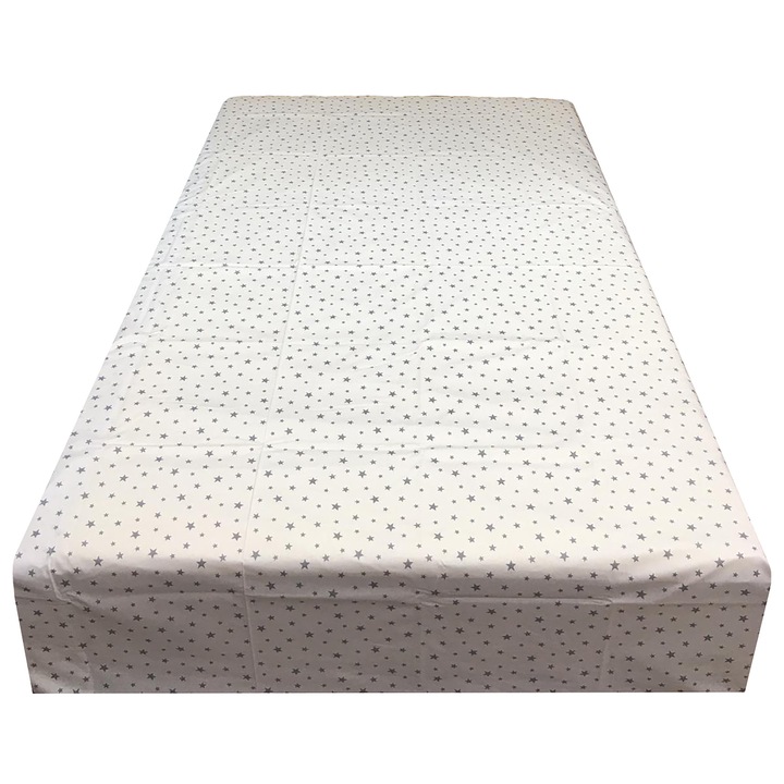 Cearceaf alb/gri 210x240cm, pat mediu, saltea de 140-160cm, "Stelute" din bumbac ranforce, by Liz Line - CR21014