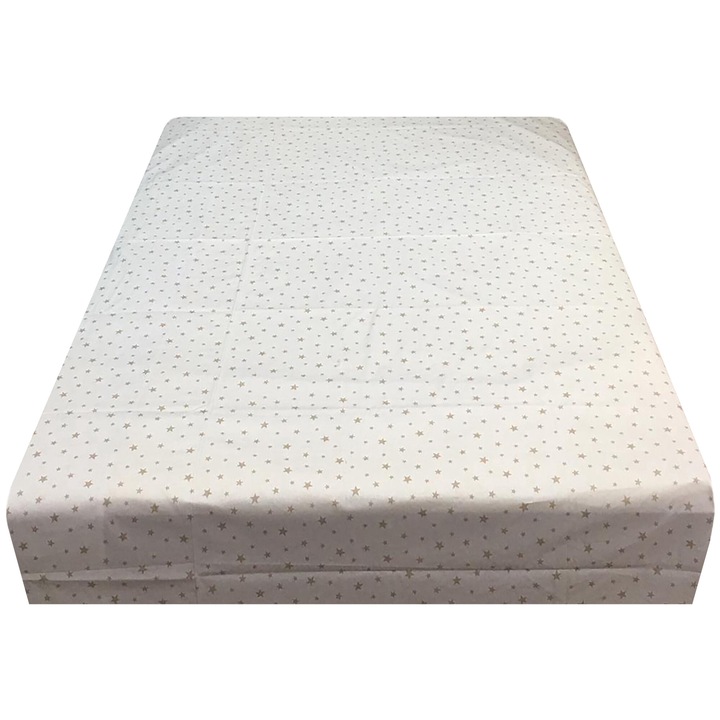 Cearceaf alb/capuccino 210x240cm, pat mediu, saltea de 140-160cm, "Stelute" din bumbac ranforce, by Liz Line - CR21020