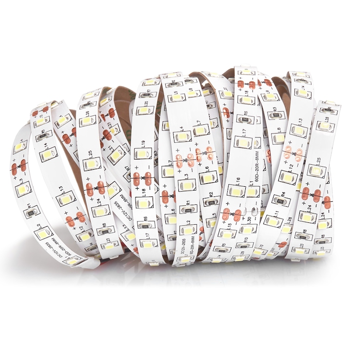 Лента LED Koloreno, 24V, 2835, 60LED, 1 м, IP20, 6000K, Студено бяло