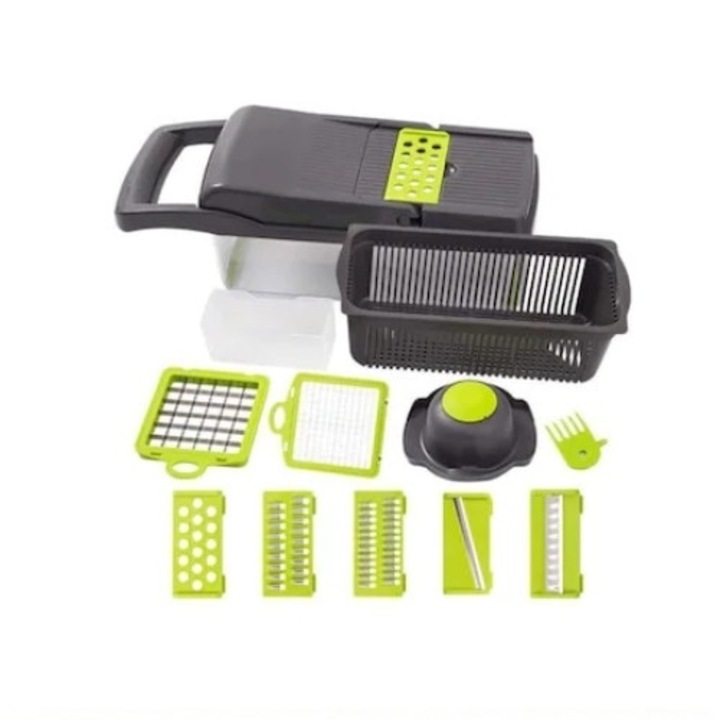 Razatoare FOXMAG24 multifunctionala, 7 lame interschimbabile, legume, gri/verde