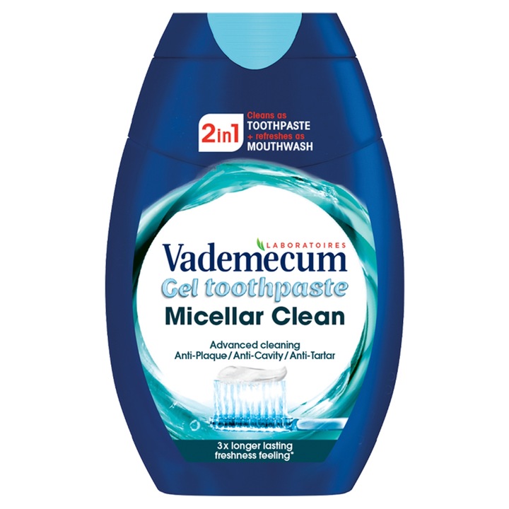 Vademecum 2in1 Advanced Clean fluoridos fogkrém és antibakteriális szájvíz, 75 ml