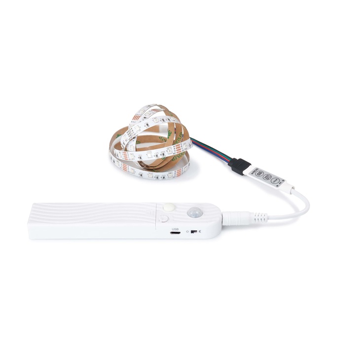Set banda LED Lumenix, 5V, 1m, Controler cu senzor de miscare, RGB