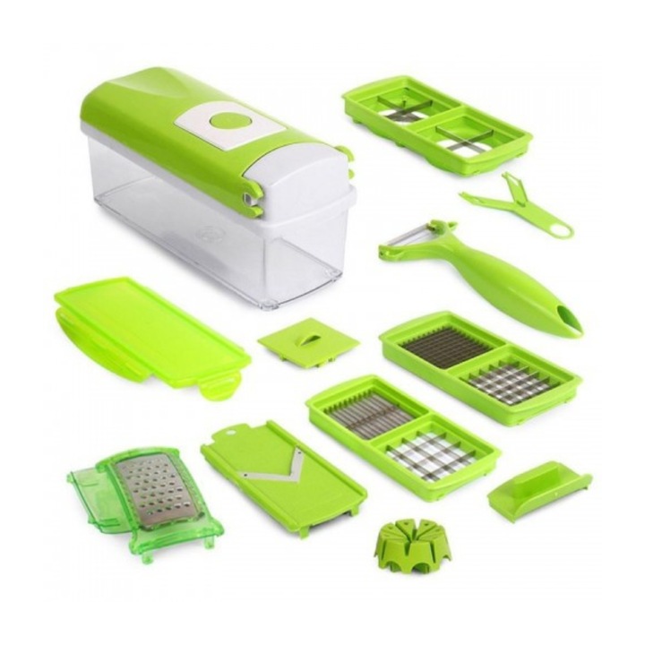 Razatoare de bucatarie multifunctionala, Nicer Dicer Plus, 10 in 1, Verde
