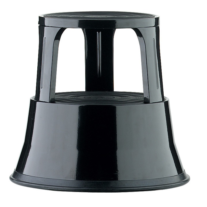 Fém zsámoly kerekekkel, magas polcokhoz, ALCO - fekete