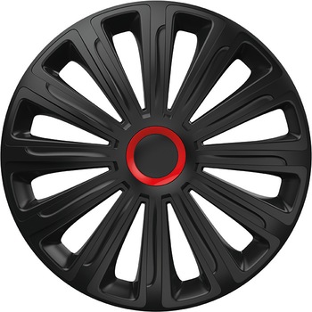 Set capace roti Mega Drive Trend, cu inel rosu, 15 Inch, Negru Set capace roti Mega Drive Trend, cu inel rosu, 15 Inch, Negru