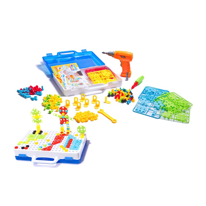 Set educativ de constructie pentru copii, 237 piese, +3 ani, 30x24x5.5 cm, Multicolor