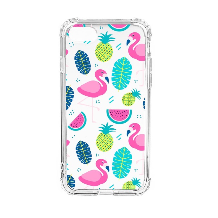 Husa Anti Shock Silicon Compatibila Cu Apple iPhone SE 2020 / iPhone 8 / iPhone 7, Flamingo, Military Grade Drop Protection, AS 91