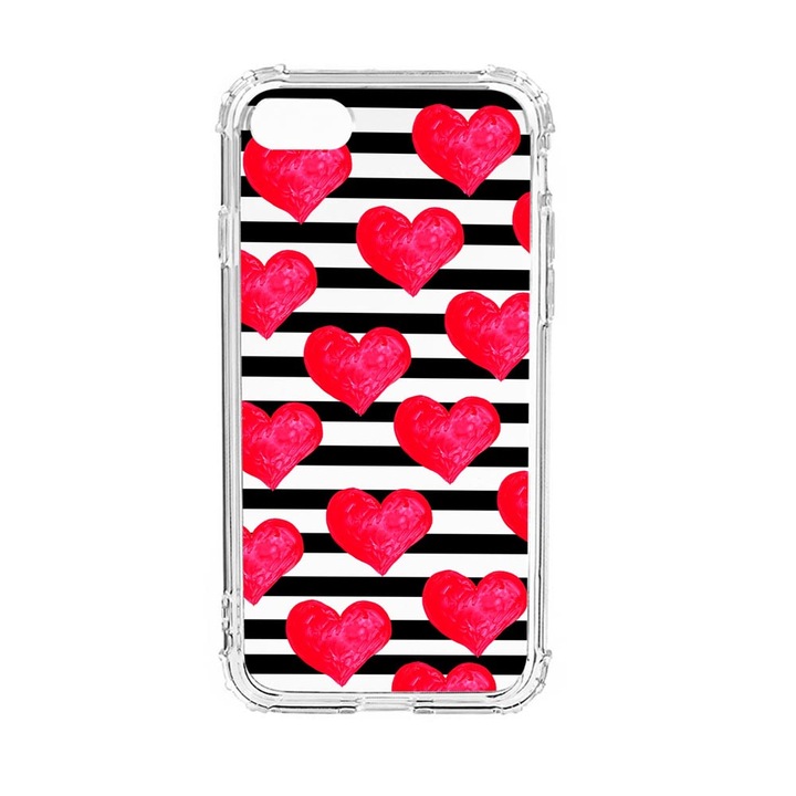 Husa Anti Shock Silicon Compatibila Cu Apple iPhone SE 2020 / iPhone 8 / iPhone 7, Hearts, Military Grade Drop Protection, AS 102