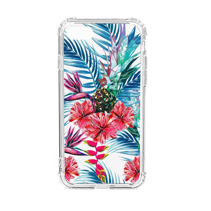 Husa Anti Shock Silicon Compatibila Cu Apple iPhone SE 2020 / iPhone 8 / iPhone 7, Tropical, Ananas, Military Grade Drop Protection, AS 221