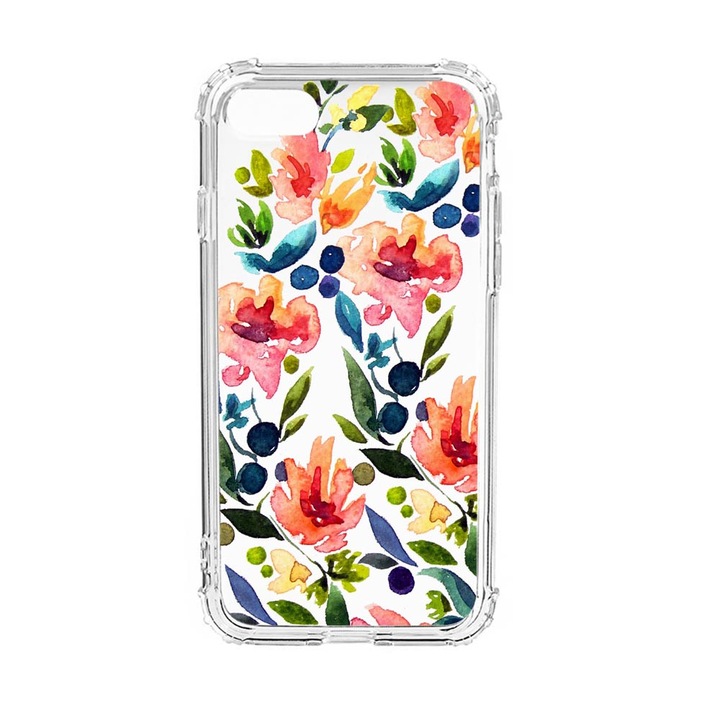 Husa Anti Shock Silicon Compatibila Cu Apple iPhone SE 2020 / iPhone 8 / iPhone 7, Flowers Collection Pastel, Military Grade Drop Protection, AS 628