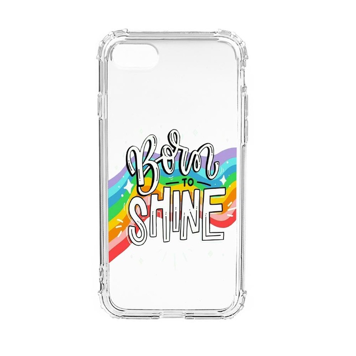 Husa Anti Shock Silicon Compatibila Cu Apple iPhone SE 2020 / iPhone 8 / iPhone 7, Born To Shine, Military Grade Drop Protection, AS 489
