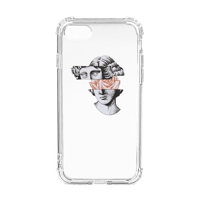 Husa Anti Shock Silicon Compatibila Cu Apple iPhone SE 2020 / iPhone 8 / iPhone 7, David Statue - Rose, Military Grade Drop Protection, AS 604