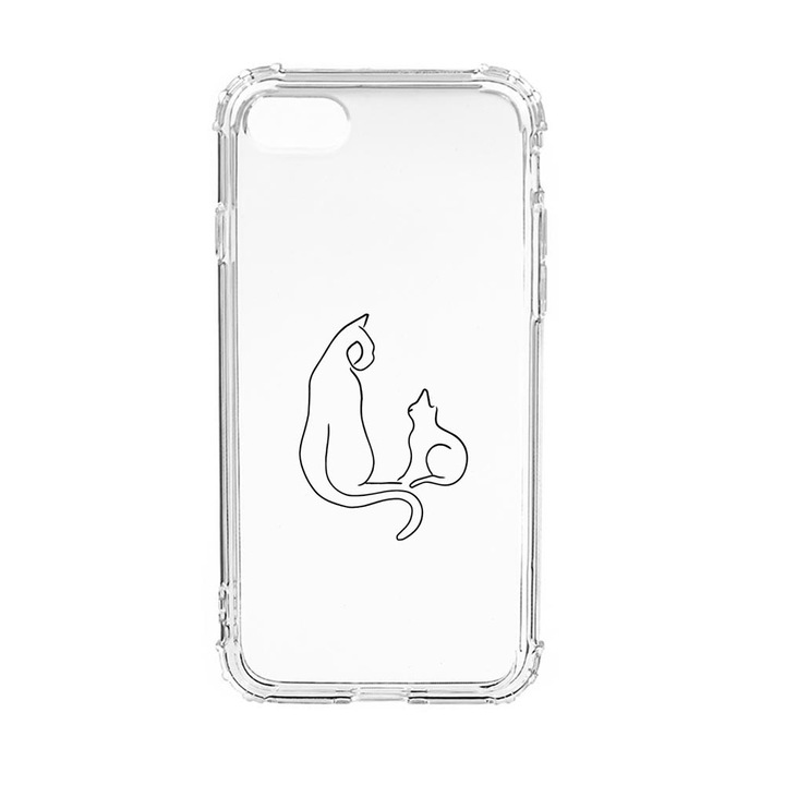 Husa Anti Shock Silicon Compatibila cu Apple iPhone SE 2020 / iPhone 8 / iPhone 7, Abstract Cat, Military Grade Drop Protection, AS 738