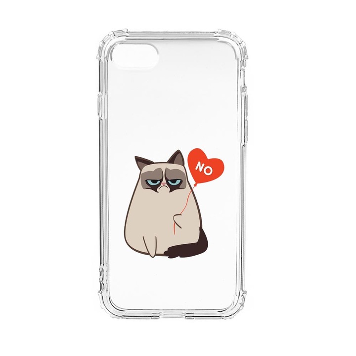 Husa Anti Shock Silicon Compatibila Cu Apple iPhone SE 2020 / iPhone 8 / iPhone 7, Meme - Grumpy Says No, Military Grade Drop Protection, AS 657