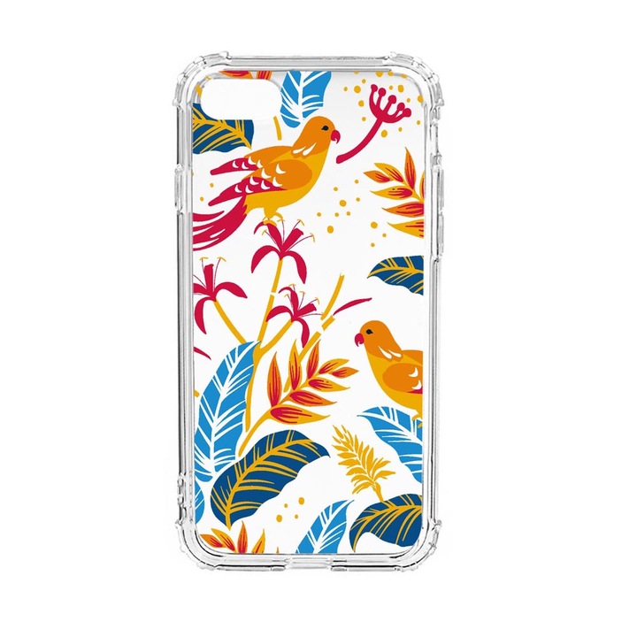 Husa Anti Shock Silicon Compatibila cu Apple iPhone SE 2020 / iPhone 8 / iPhone 7, Colored Birds, Military Grade Drop Protection, AS 769