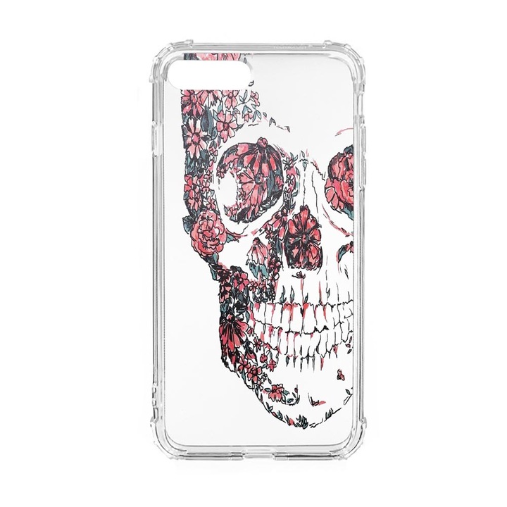 Husa Anti Shock Silicon Compatibila Cu Apple iPhone 8 Plus / iPhone 7 Plus, Skull, Military Grade Drop Protection, AS 253