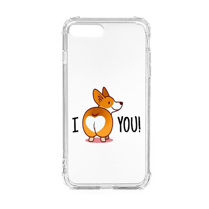 Husa Anti Shock Silicon Compatibila Cu Apple iPhone 8 Plus / iPhone 7 Plus, Sweet doggy Emoji, Military Grade Drop Protection, AS 593