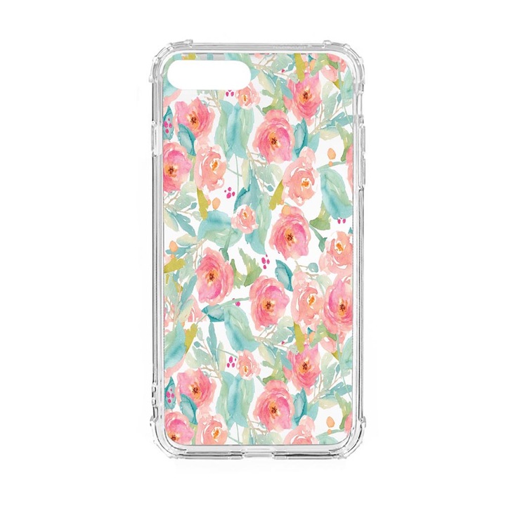 Husa Anti Shock Silicon Compatibila Cu Apple iPhone 8 Plus / iPhone 7 Plus, Pastel Colors Collection Flowers, Military Grade Drop Protection, AS 503