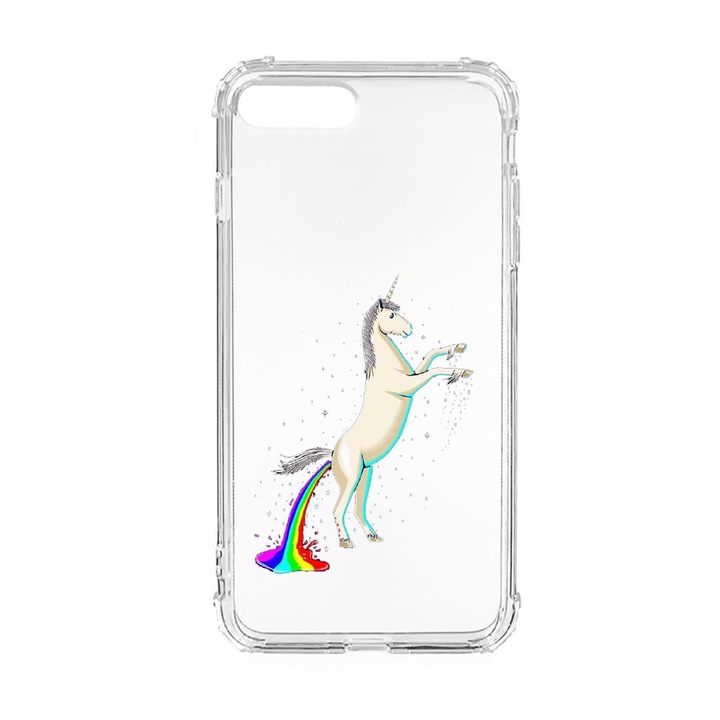 Husa Anti Shock Silicon Compatibila Cu Apple iPhone 8 Plus / iPhone 7 Plus, Unicorn Rainbow, Military Grade Drop Protection, AS 529