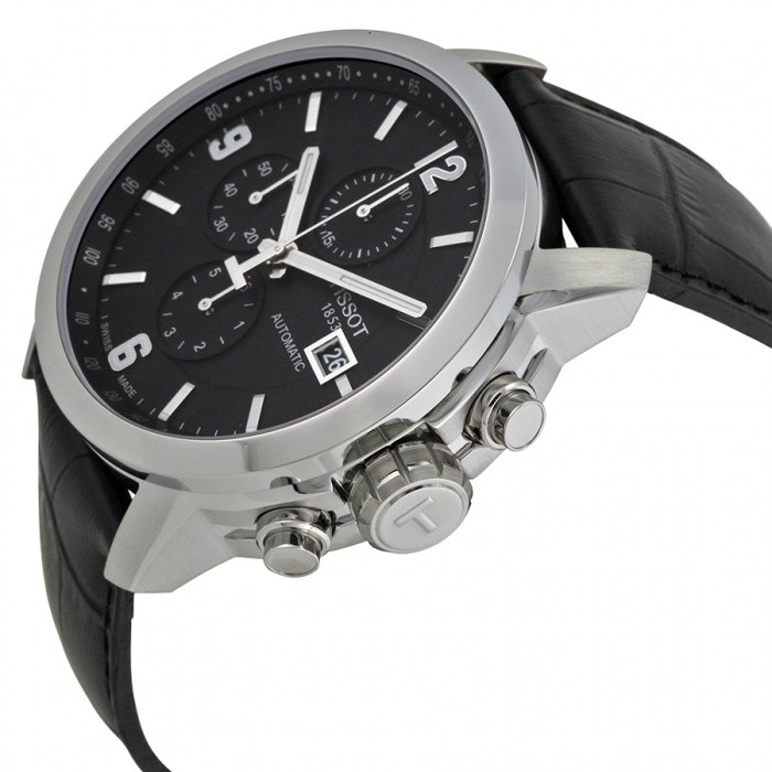 Ceas Tissot PRC 200 Automatic Chronograph Black Dial Black Leather barbatesc