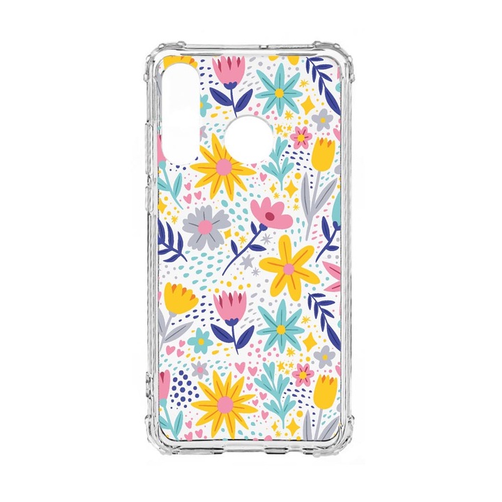 Husa Anti Shock Silicon Compatibila cu Huawei P30 Lite, Little Flowers, Military Grade Drop Protection, AS 758